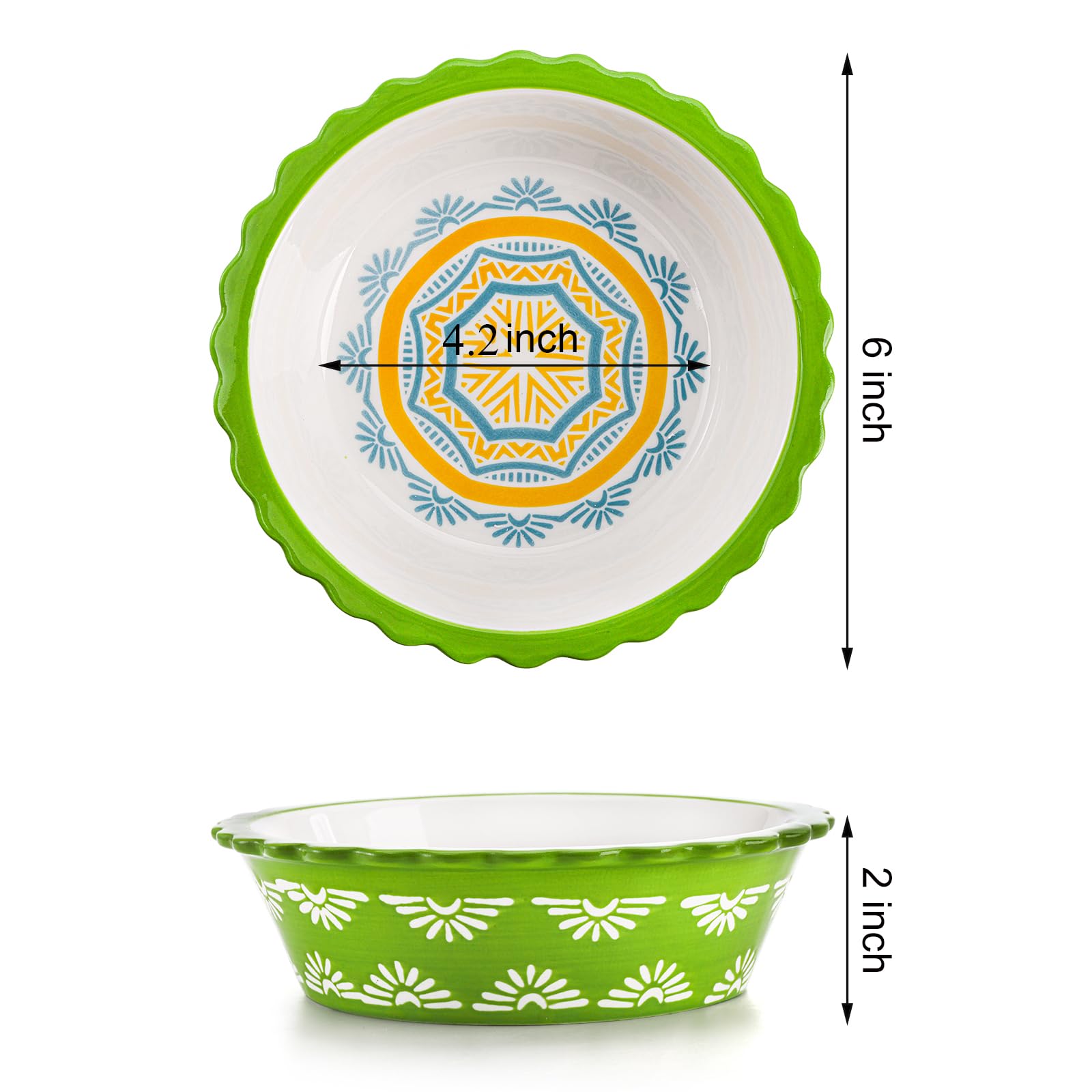 Coloch four-pack shows four colorful, hand-painted pie pans.