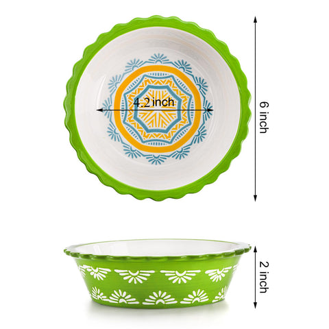 Coloch four-pack shows four colorful, hand-painted pie pans.