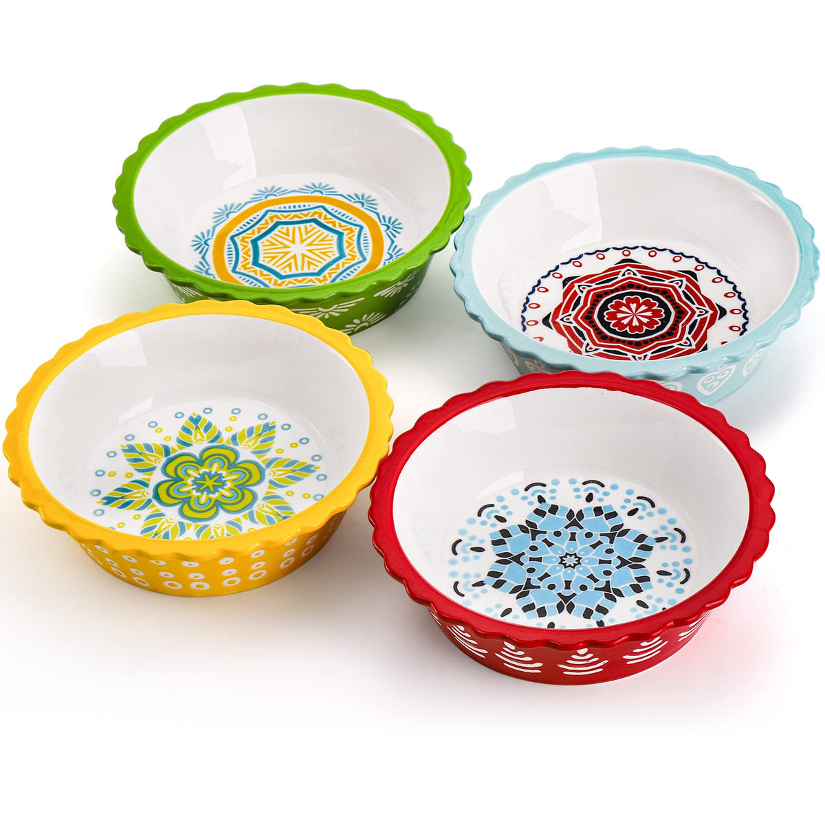 Coloch 6-inch ceramic pie pan with fluted rim for elegant desserts.