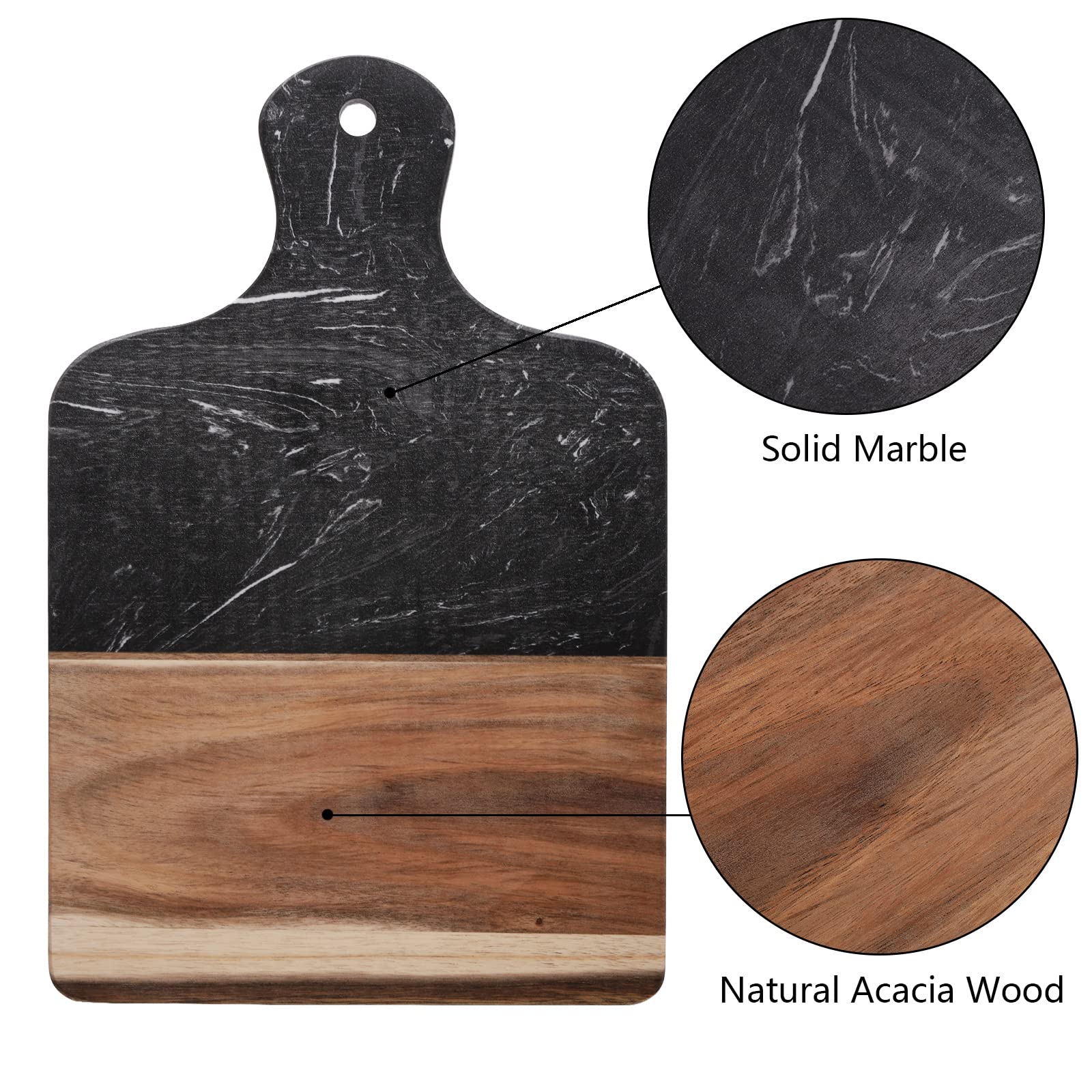 Coloch cheese and fruit display on marble and wood for stylish entertaining