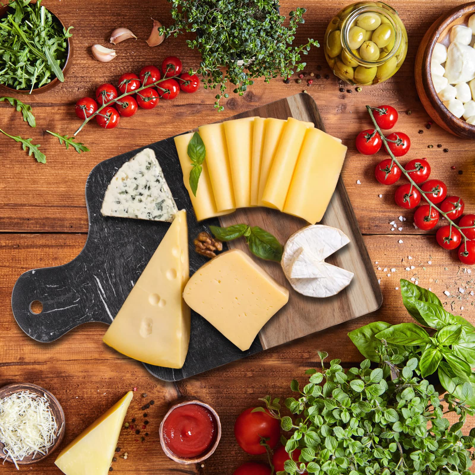 Coloch marble surface helps keep food cool during serving and presentation