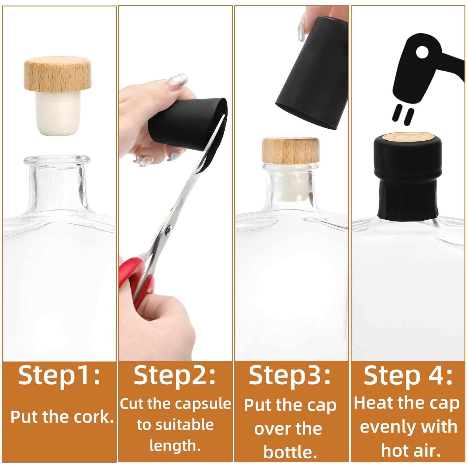 Coloch square bottle neck opening highlighting 0.7 inch opening and capacity