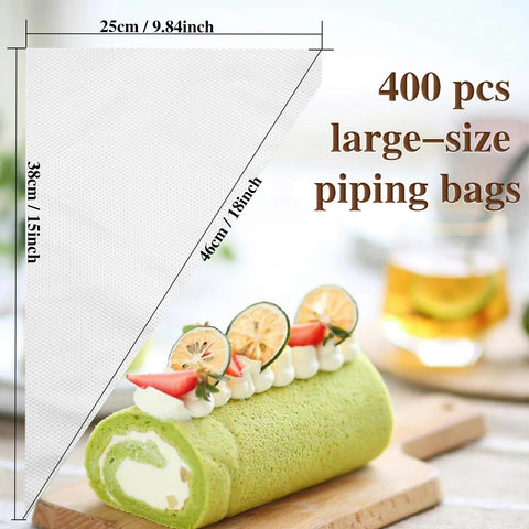 COLOGO 400pcs disposable pastry bags laid out for bulk decorating.