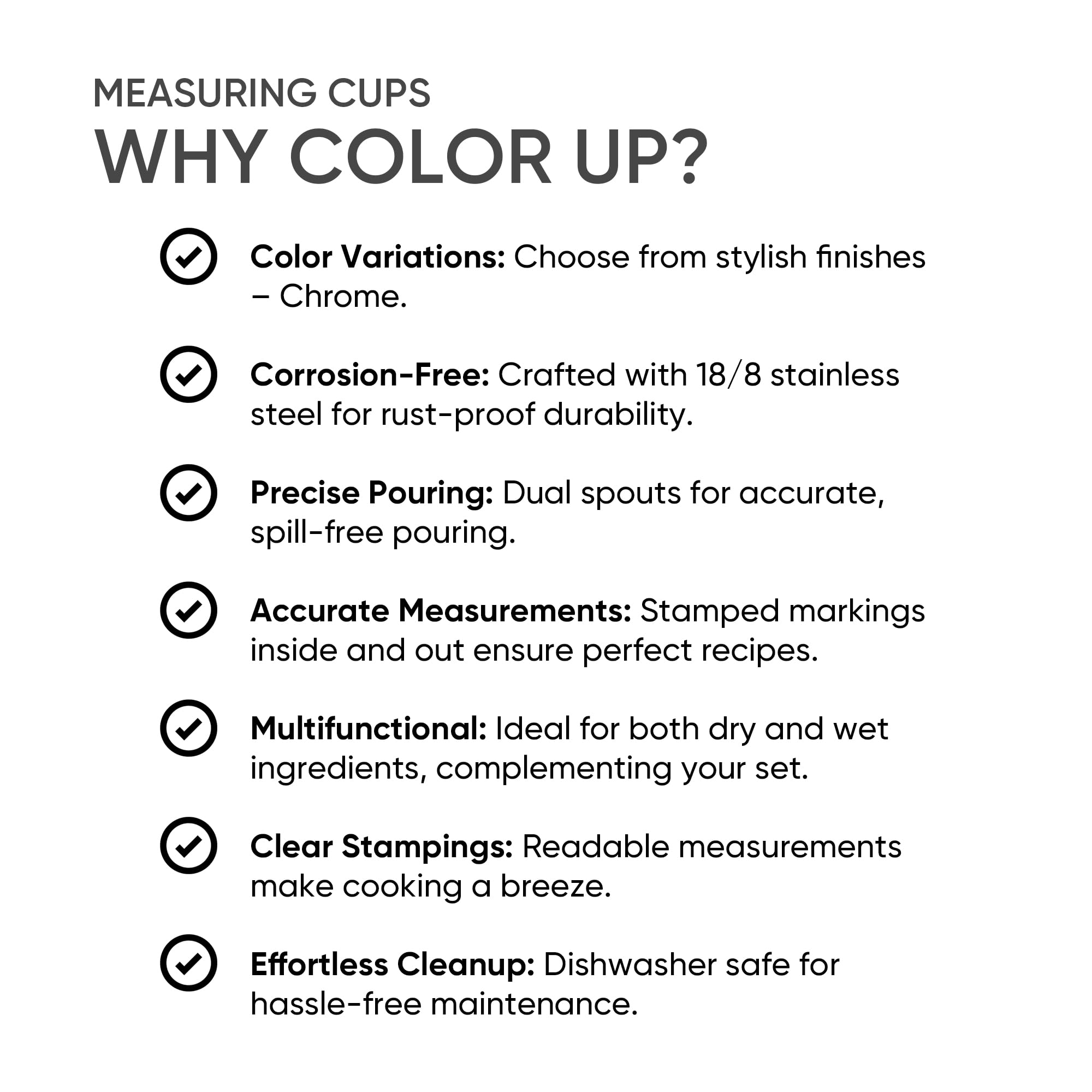 Color Up dishwasher-safe measuring cup for easy cleanup after cooking
