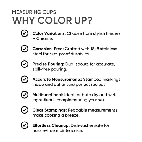 Color Up dishwasher-safe measuring cup for easy cleanup after cooking