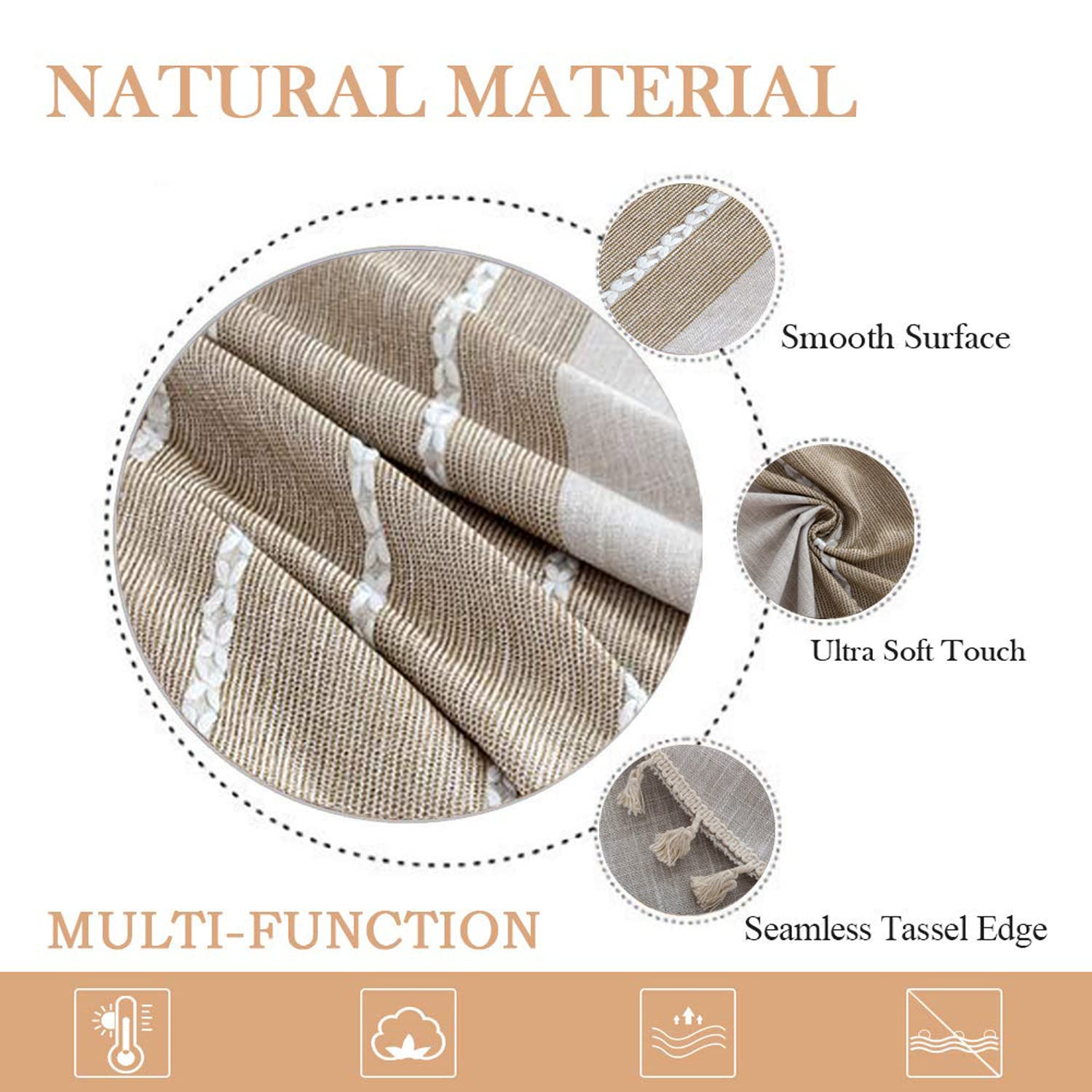 ColorBird round dining tablecloth highlights wrinkle-proof texture for casual meals.