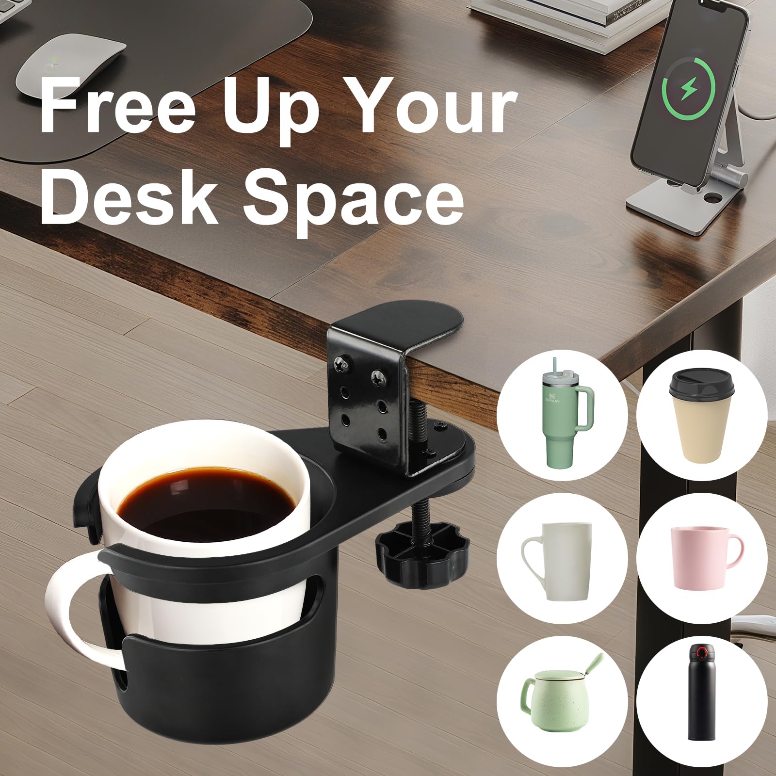 ColorMood 360° rotation desk cup holder offers flexible angles for sipping
