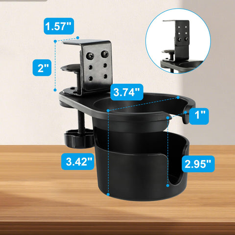 ColorMood clamp-on desk cup holder attaches securely without drilling