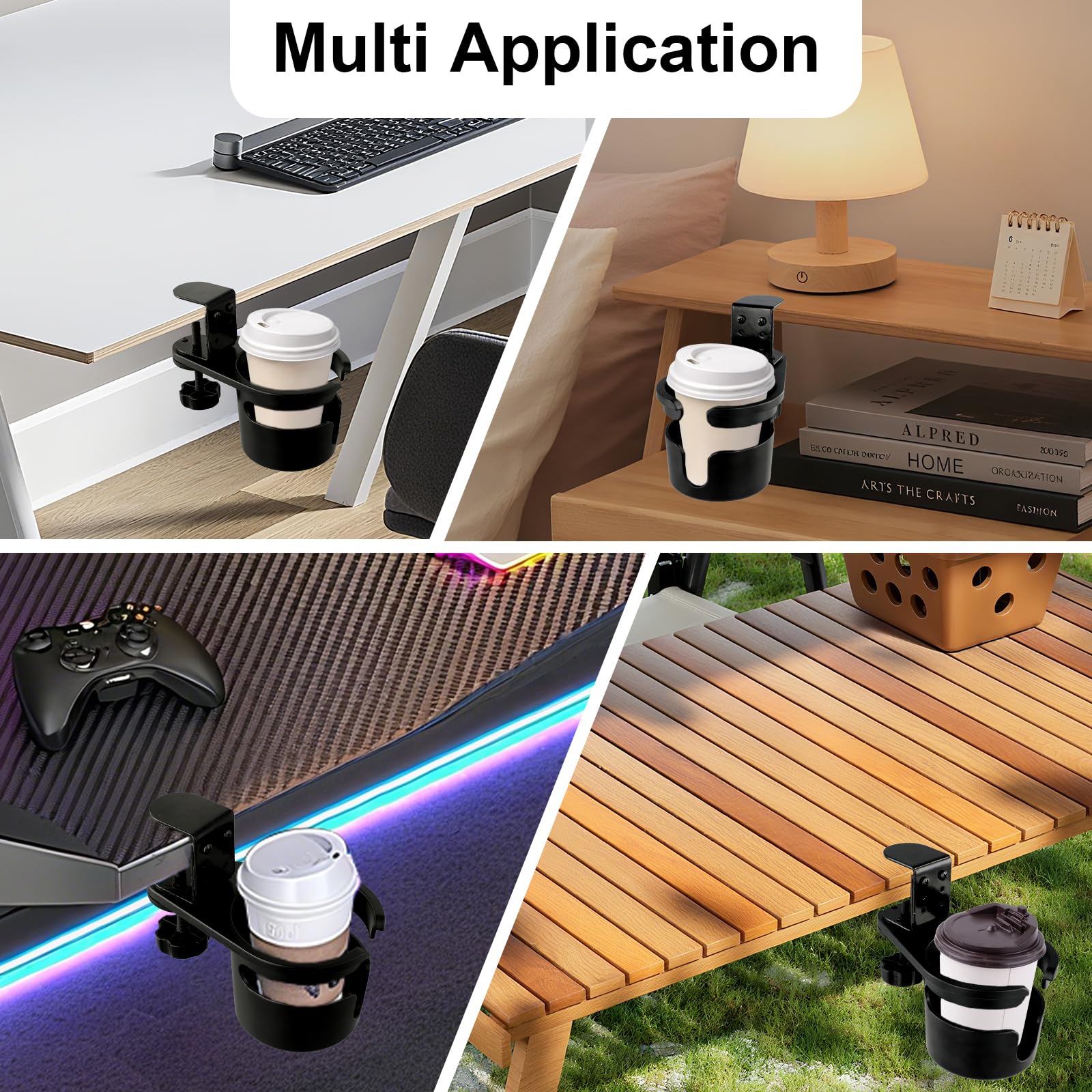 ColorMood under-desk cup holder tucks away when not in use