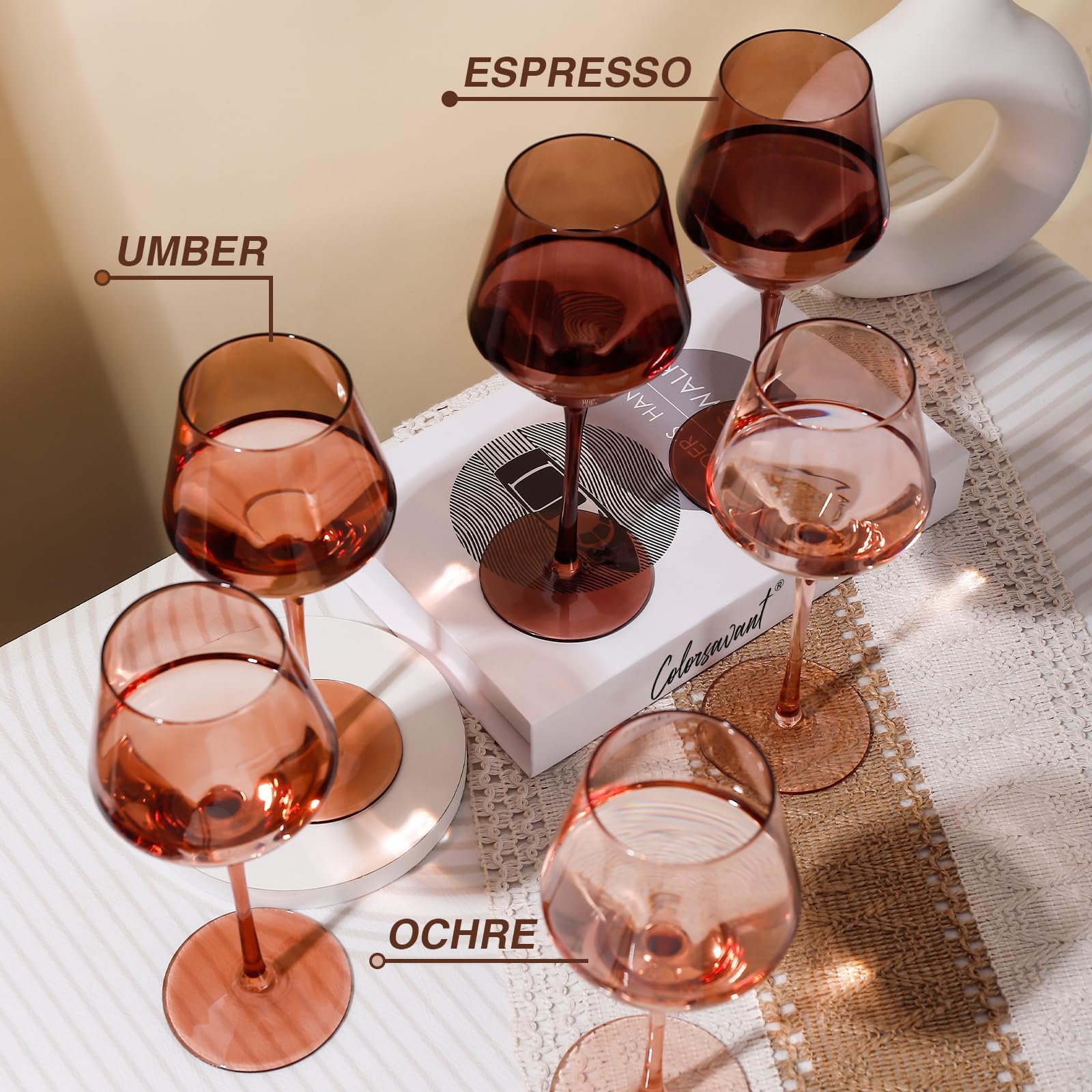 Colorsavant brown amber wine glass umber variant 2 enhances aroma with a thin rim