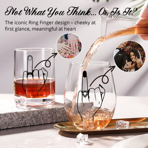 Colorsavant ring finger whiskey glass—bold accessory for toasting and couple rituals.