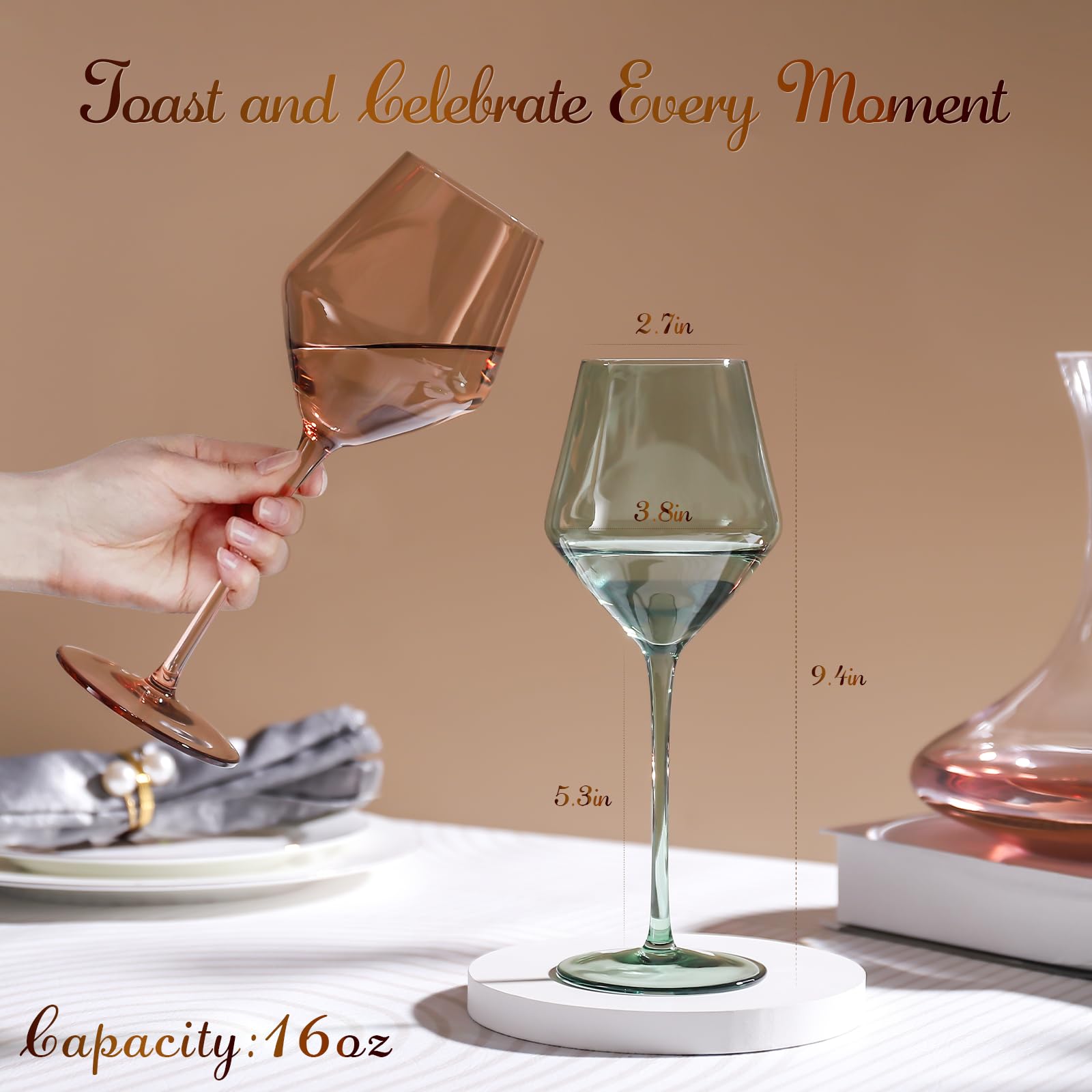 Colorsavant thin-rim wine glass promotes smooth pouring and savoring.