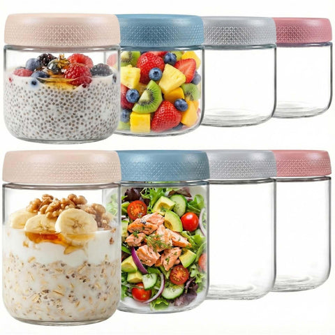 ColoVie 10oz oats jar with lid for mess-free overnight oats on the go
