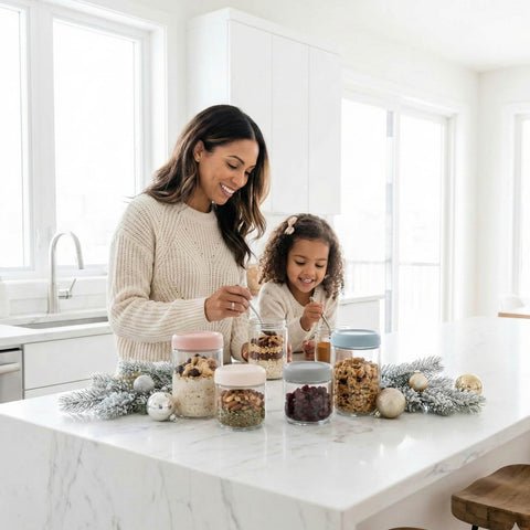 ColoVie stackable glass containers maximize cabinet and fridge space