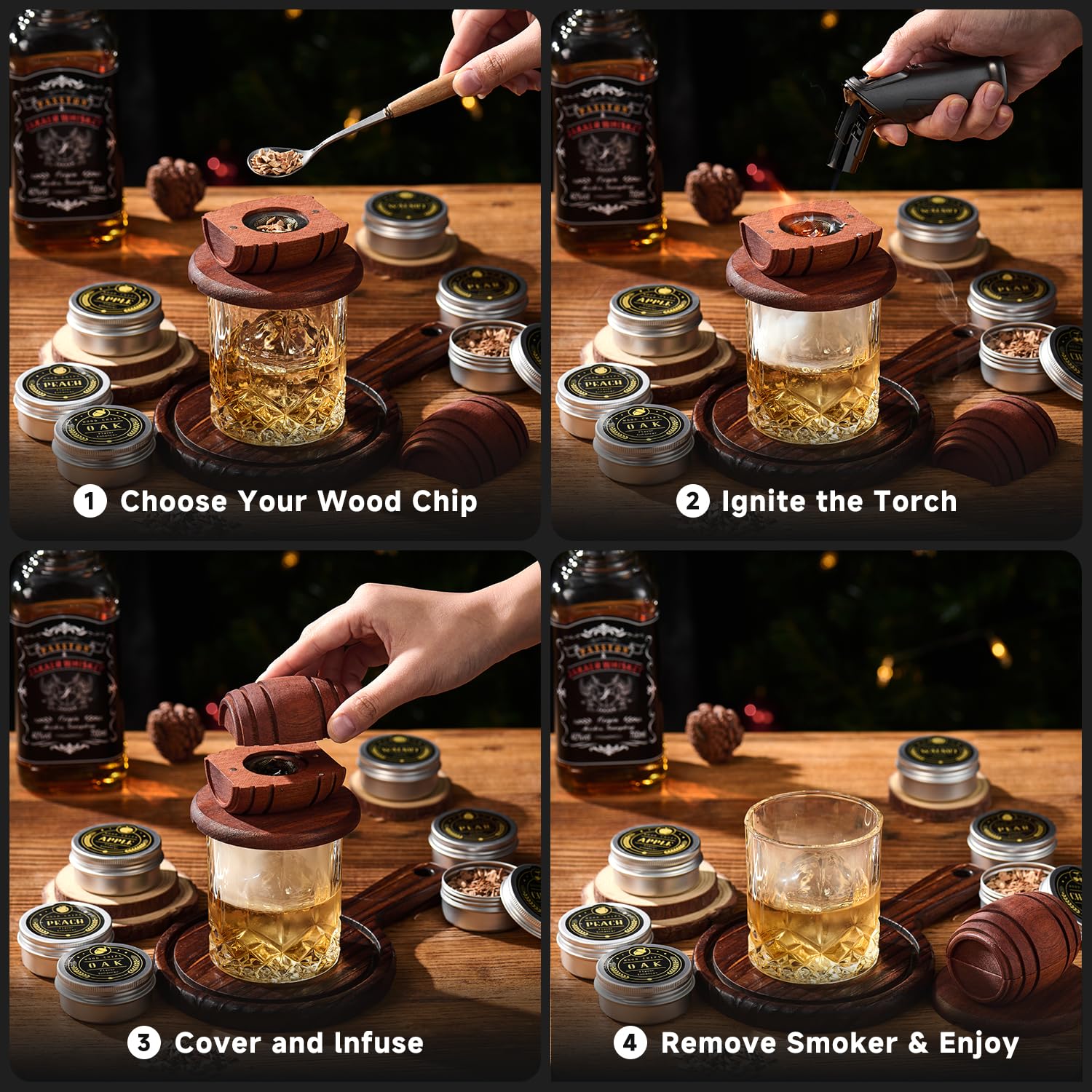 ComboJoy-cocktail-smoker-in-use demonstrates quick, dramatic cold smoke in seconds.