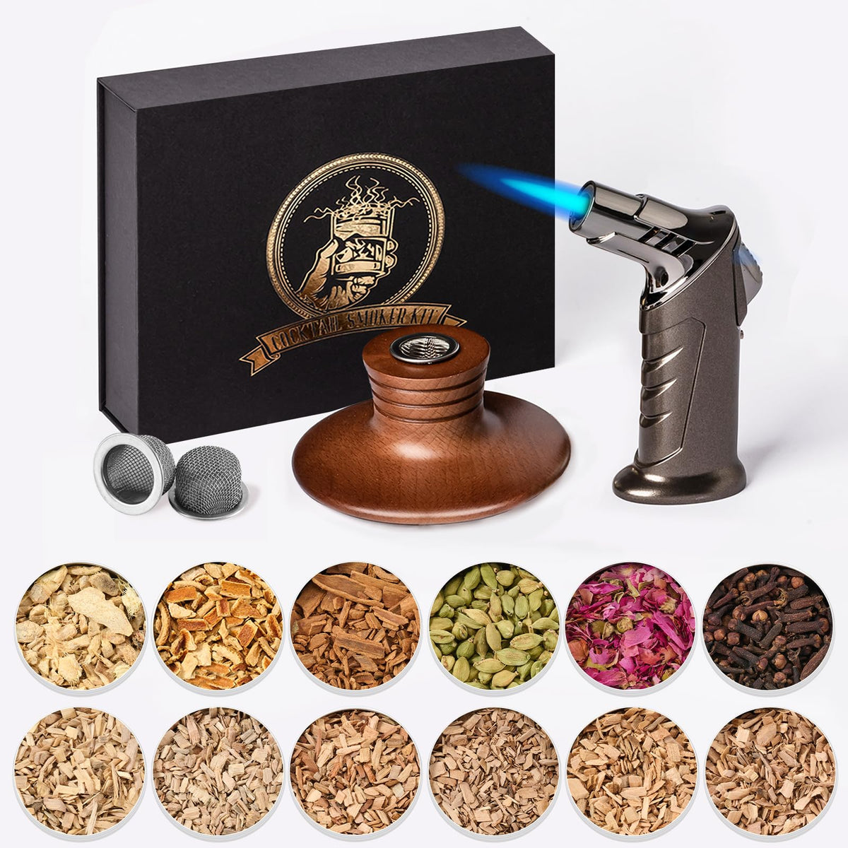 ComboJoy whiskey smoker kit with torch for infusing cocktails with aromatic smoke