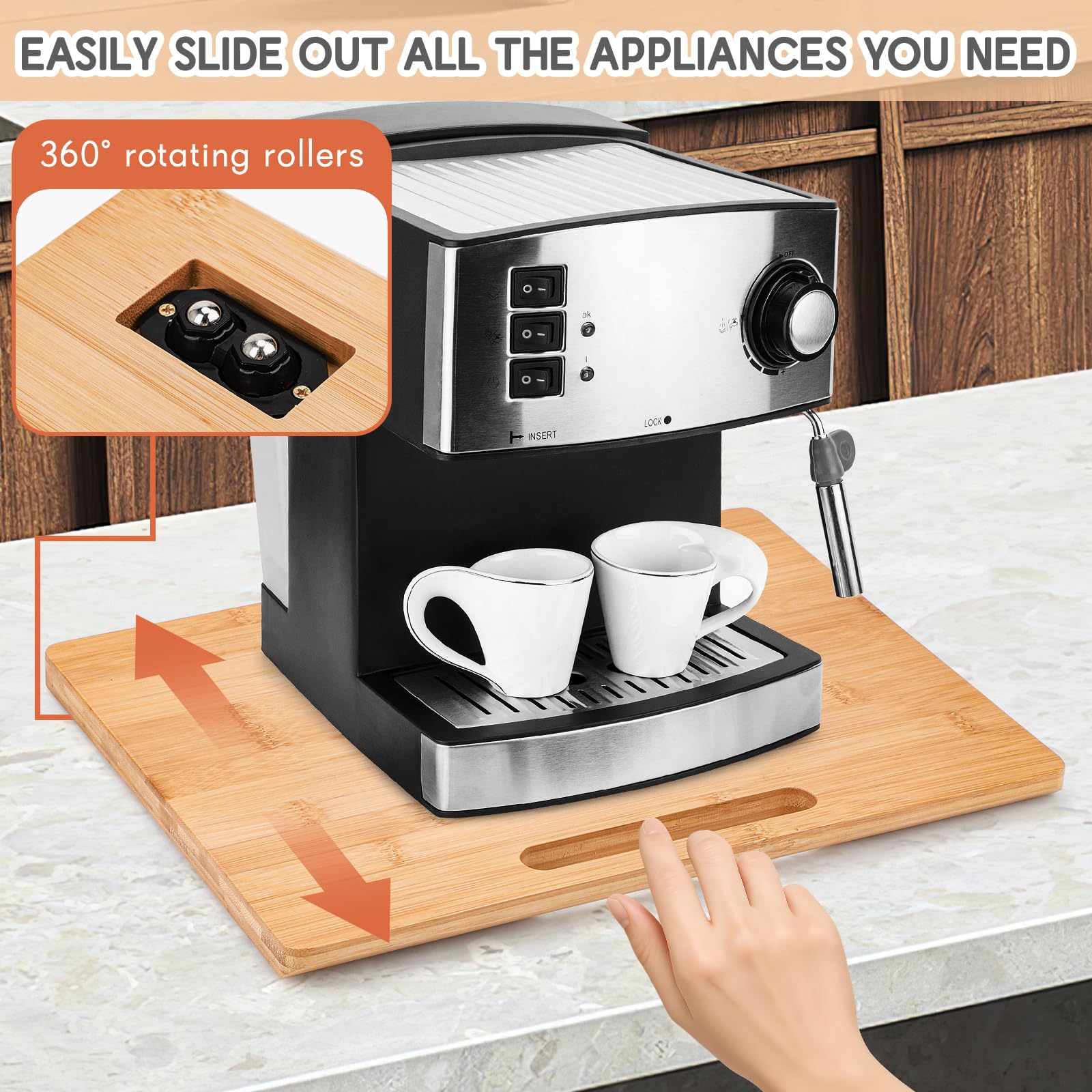 Comesix 360-degree rolling tray for quiet, smooth repositioning of appliances