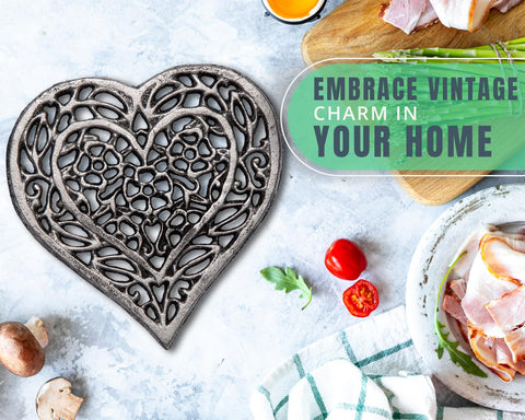Comfify heart trivet on dining table elevates presentation while guarding surfaces.