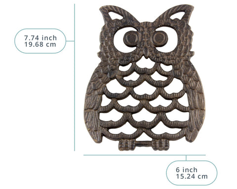 Comfify Cast Iron Owl Trivet rust-brown finish adds rustic charm to kitchen counter