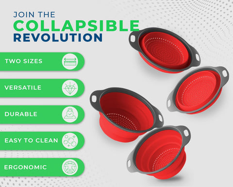 Comfify collapsible silicone colanders flat storage demonstrates space-saving design for small kitchens