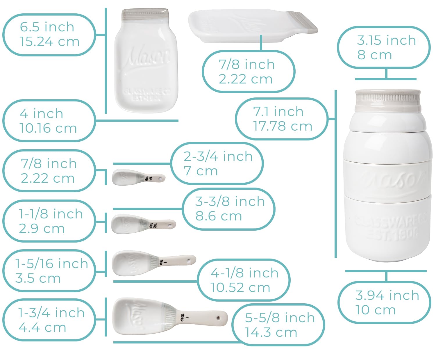 Comfify Mason Jar Kitchenware four measuring spoons for precise measuring