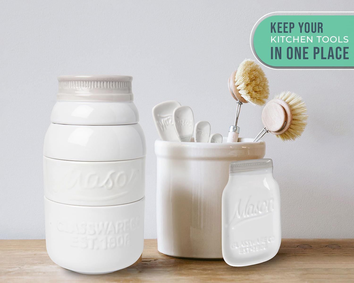 Comfify Mason Jar Kitchenware premium ceramic close-up shows sturdy glaze