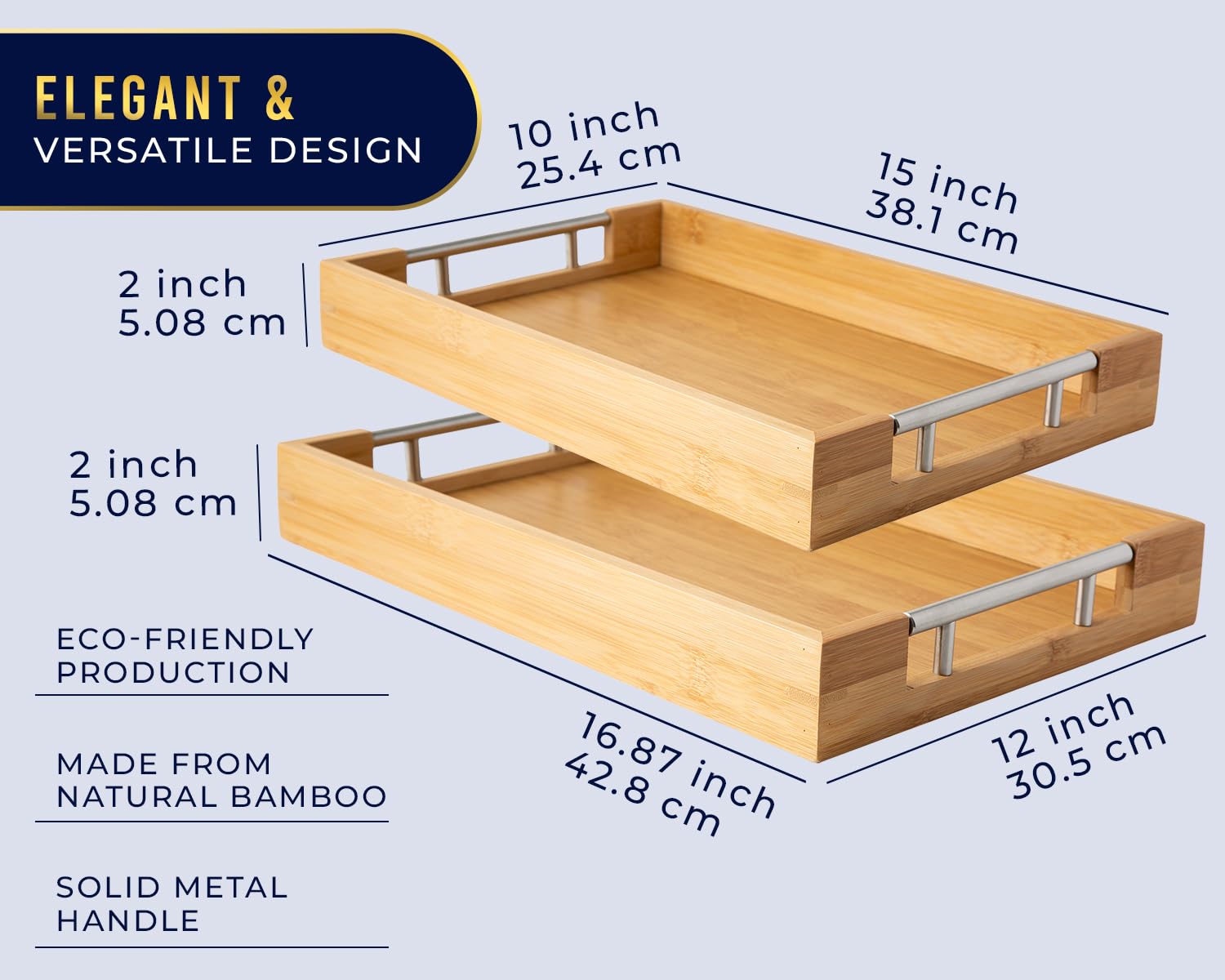 Comfify nesting design bamboo trays save space on kitchen or coffee table