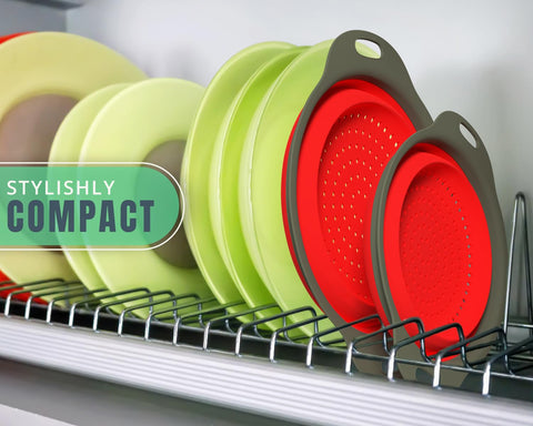 Comfify red silicone colanders highlight vibrant color and everyday draining versatility