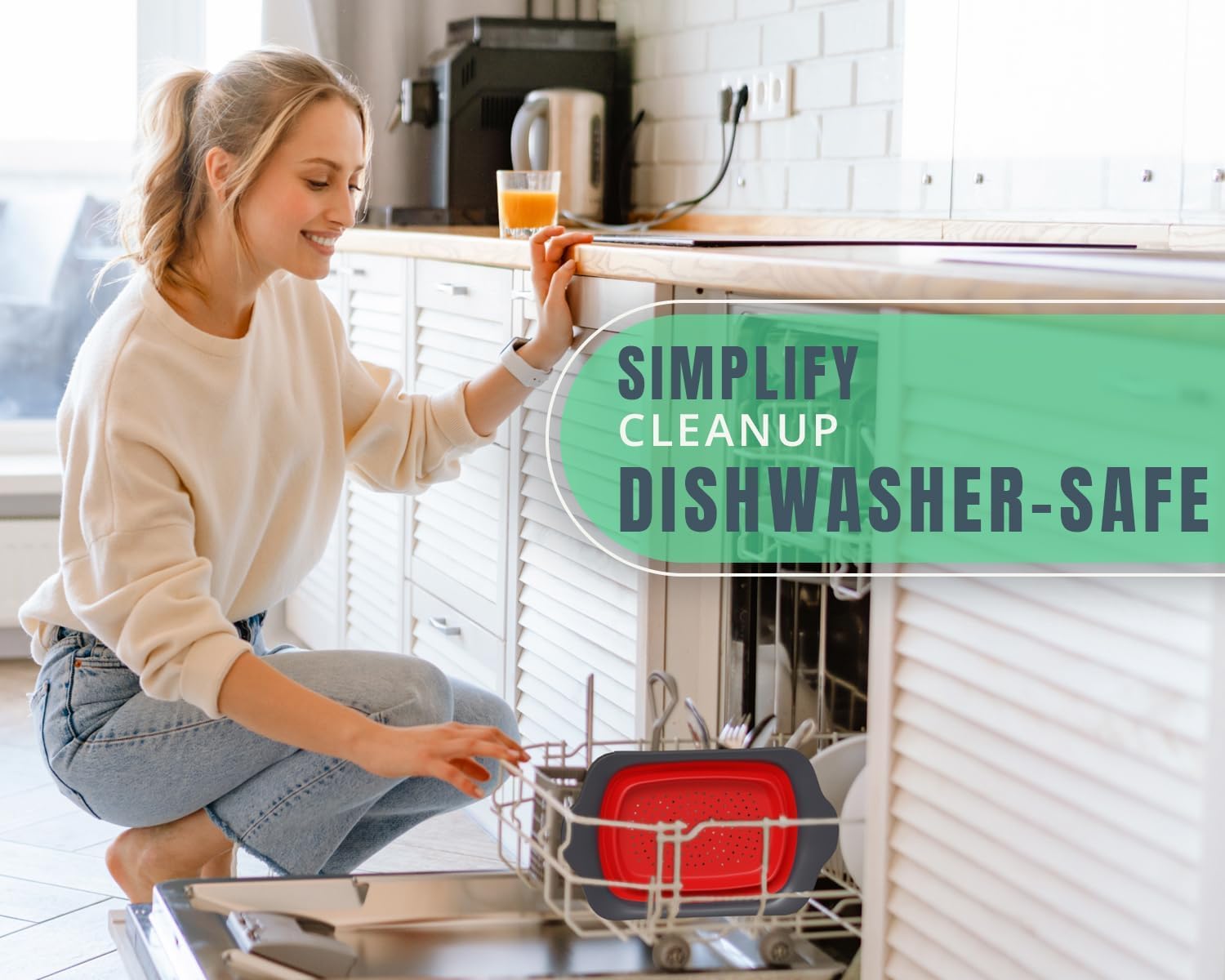 Comfify XL shown draining vegetables and berries with a 6-quart capacity.