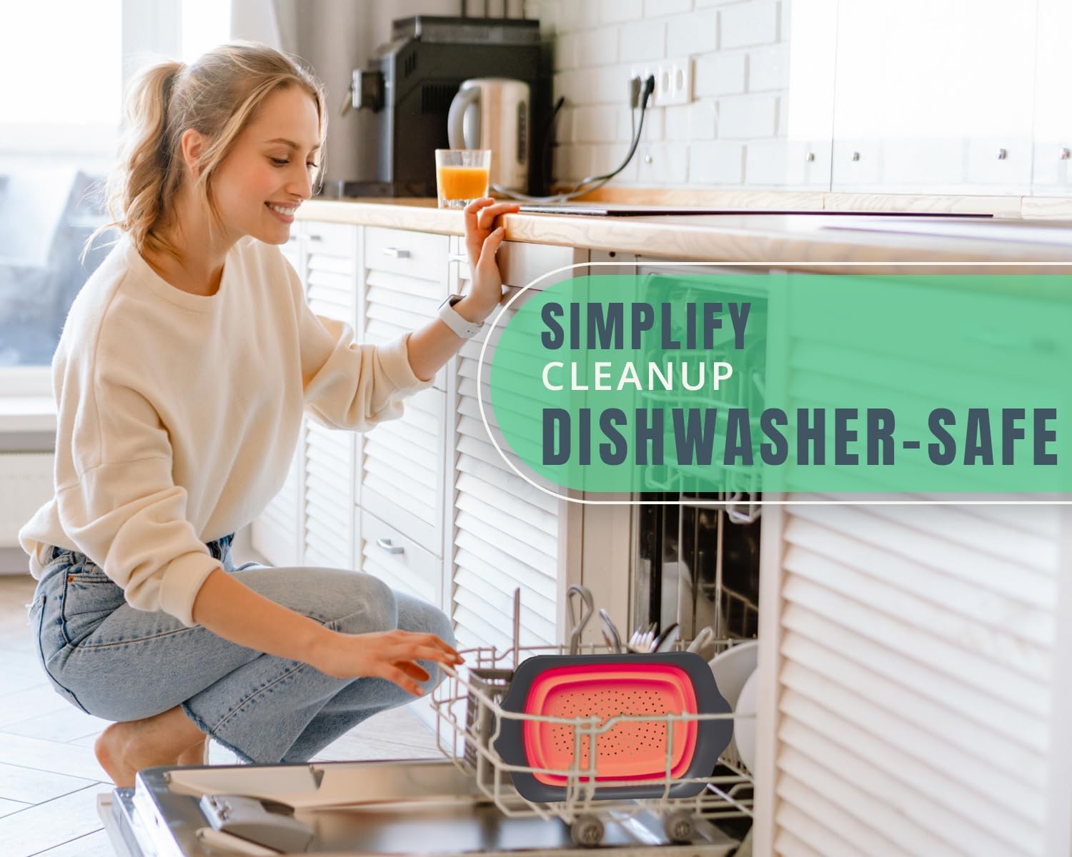 Comfify XL strainer drains pasta safely from the stove