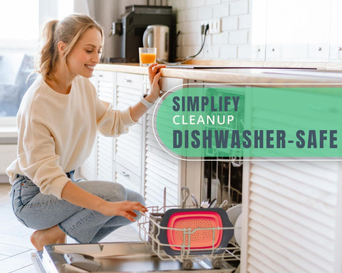 Comfify XL strainer drains pasta safely from the stove