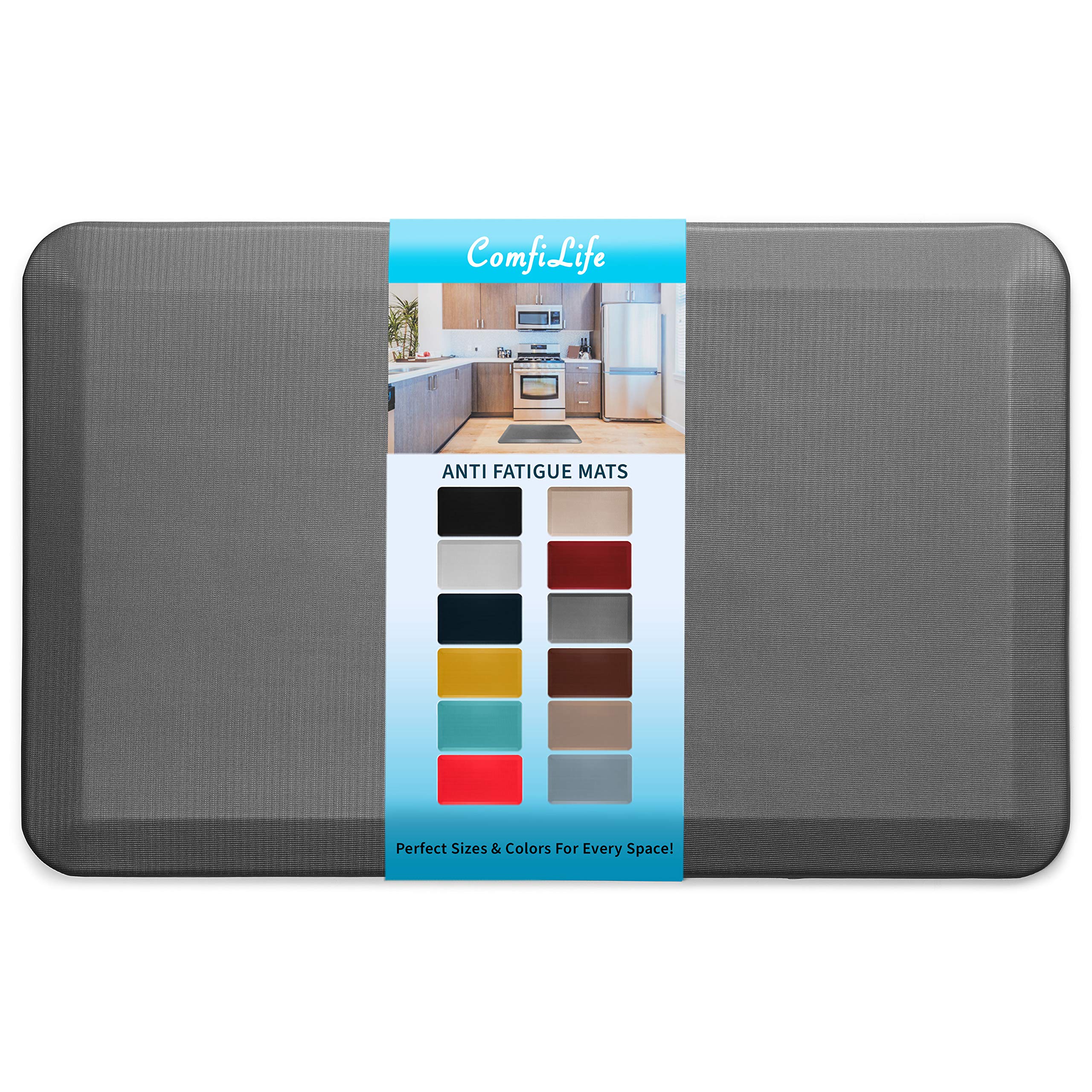 ComfiLife anti-fatigue floor mat in charcoal for kitchen and desk use