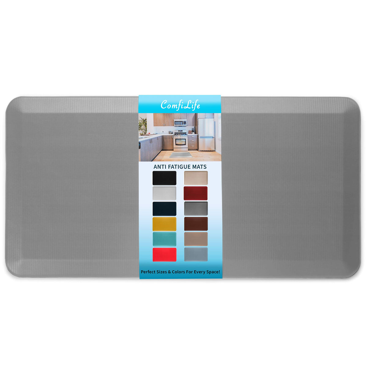 ComfiLife anti-fatigue floor mat with 3/4 inch foam supports long standing in the kitchen