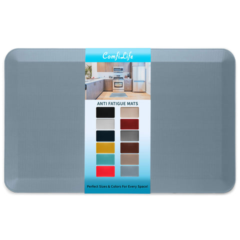 ComfiLife anti-fatigue floor mat in denim; boosts standing comfort for long cooking sessions.