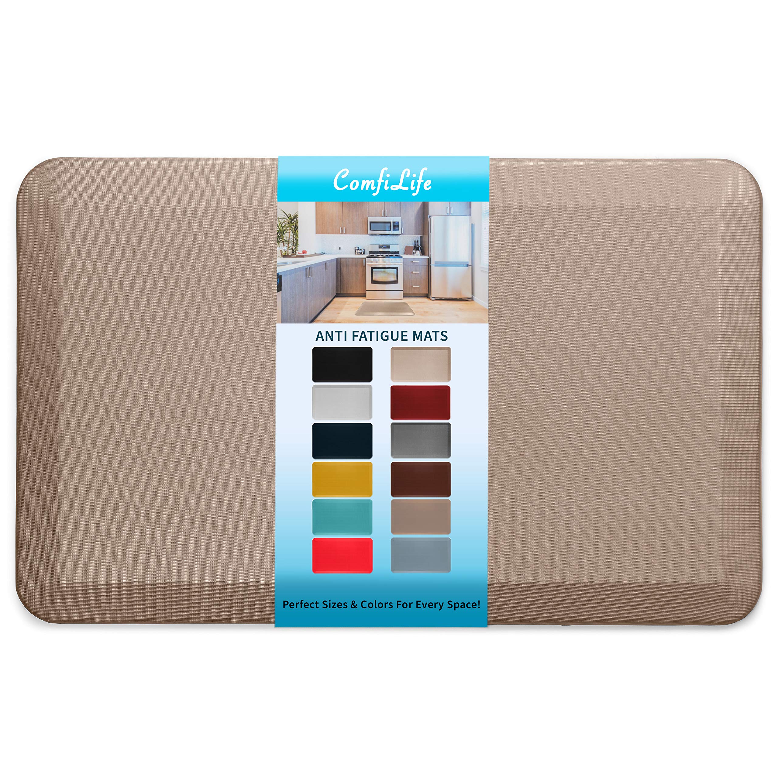 ComfiLife anti-fatigue mat 20x32 rose gold top view showing plush comfort.