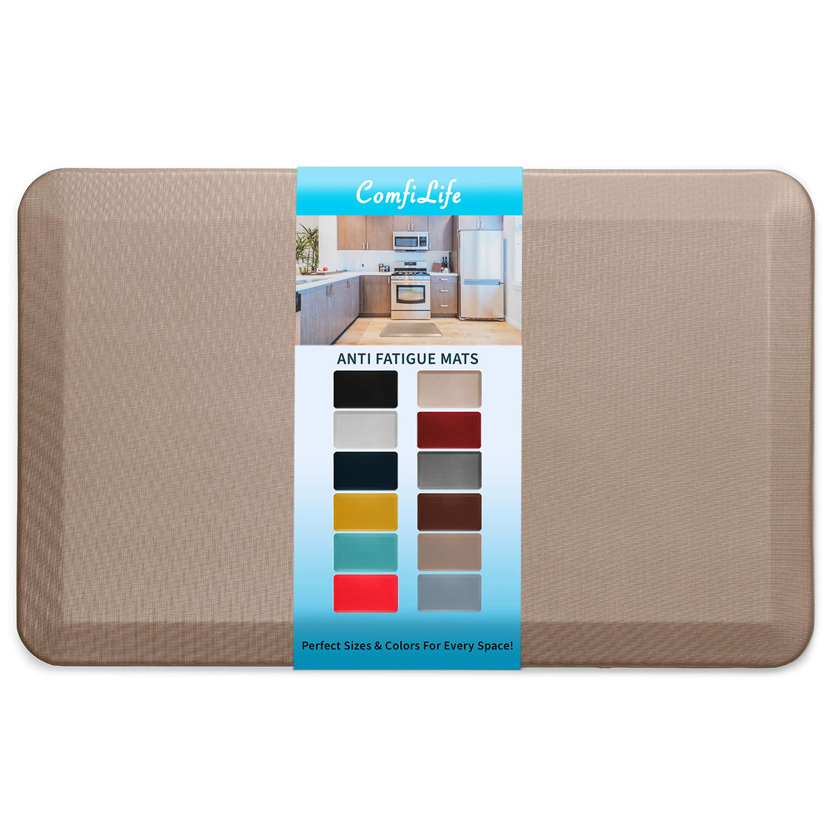 ComfiLife anti-fatigue mat 20x32 rose gold top view showing plush comfort.