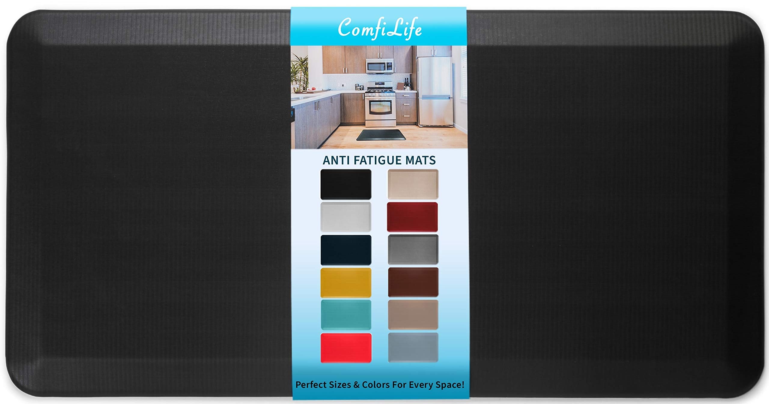 ComfiLife anti-fatigue mat 24x70 top view reduces standing fatigue during kitchen tasks