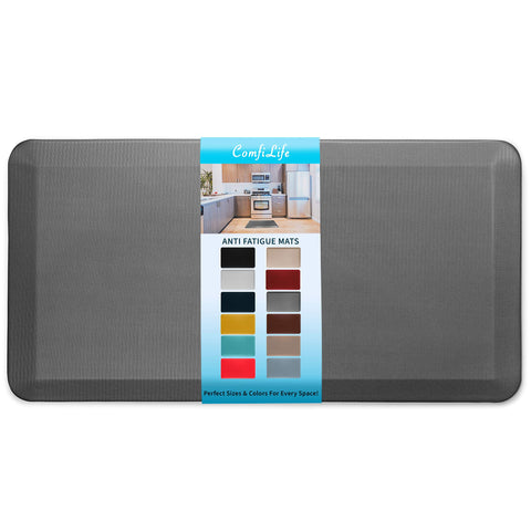 ComfiLife anti-fatigue mat with 3-4 inch thickness cushions feet during long tasks.