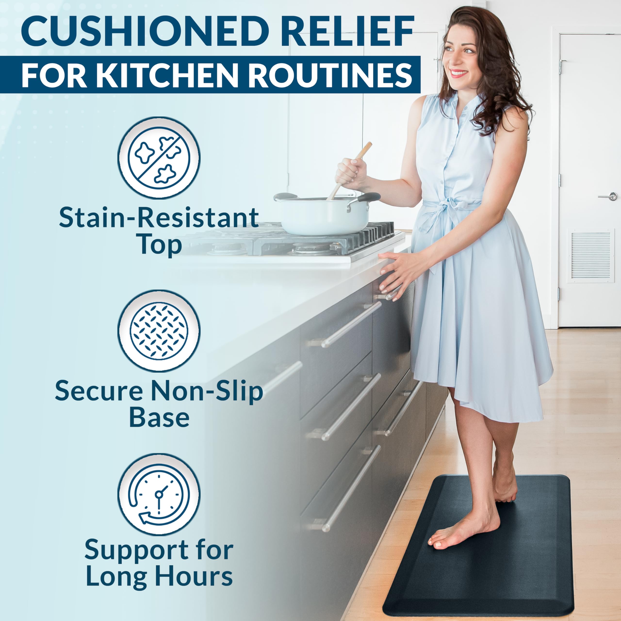 ComfiLife stain-resistant-surface keeps the mat looking clean.