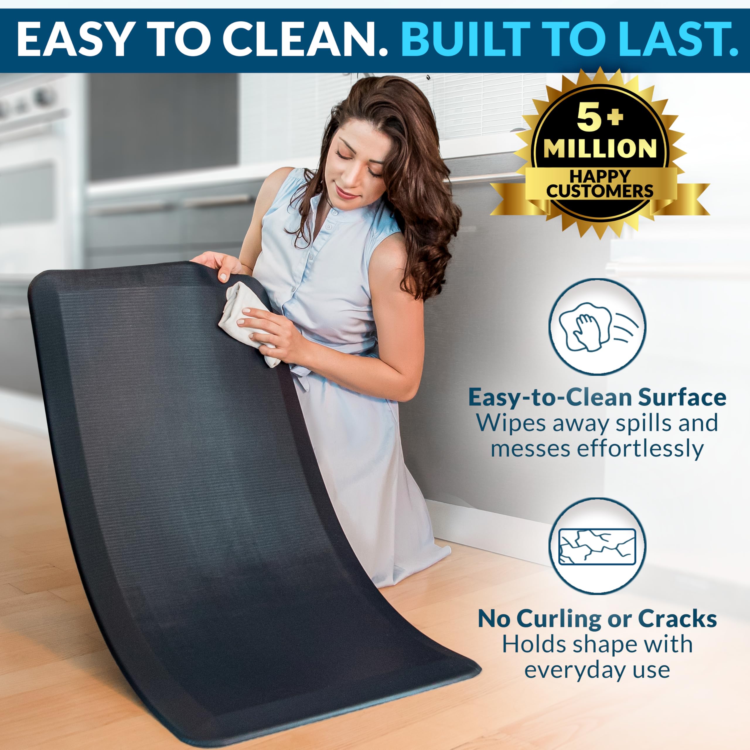 ComfiLife anti-fatigue mat stain-resistant surface stays clean over time