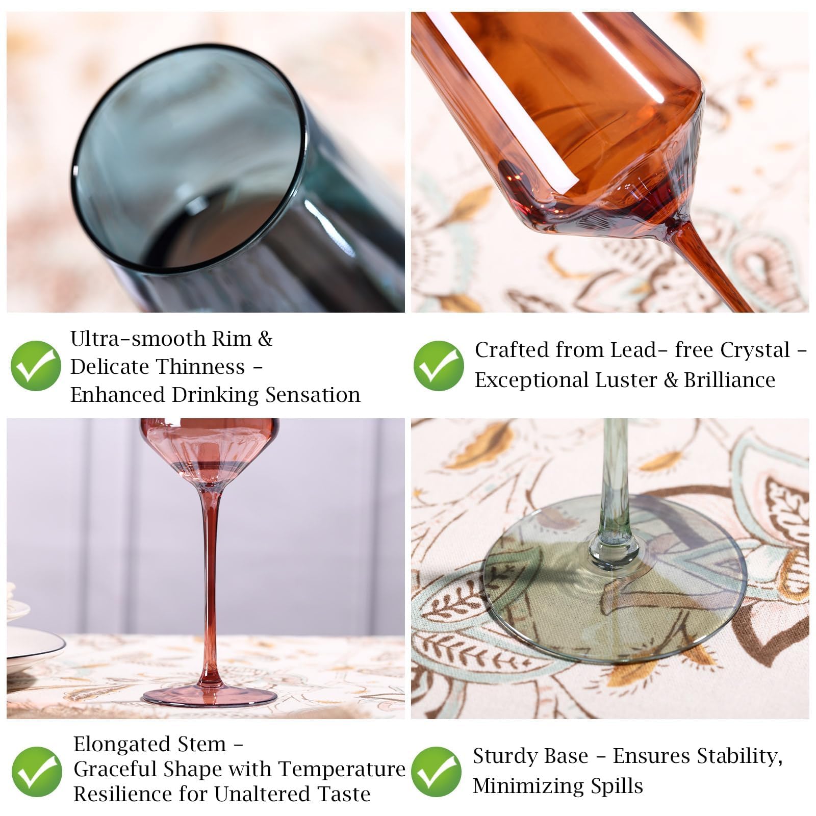 Comfit colorful wine glasses collection adds vibrant style to your table.