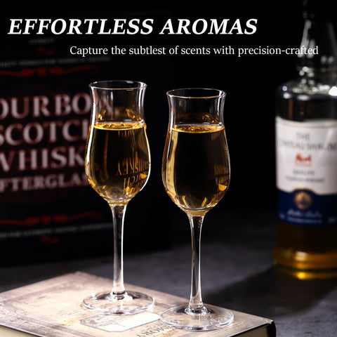 Comfit 4oz snifter glasses highlight precise nosing and tasting sessions.