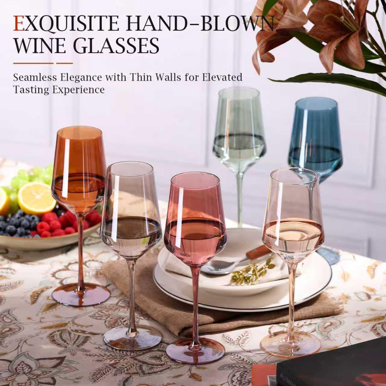 Comfit thin-rim long-stem wine glass highlights refined sipping and comfortable grip.