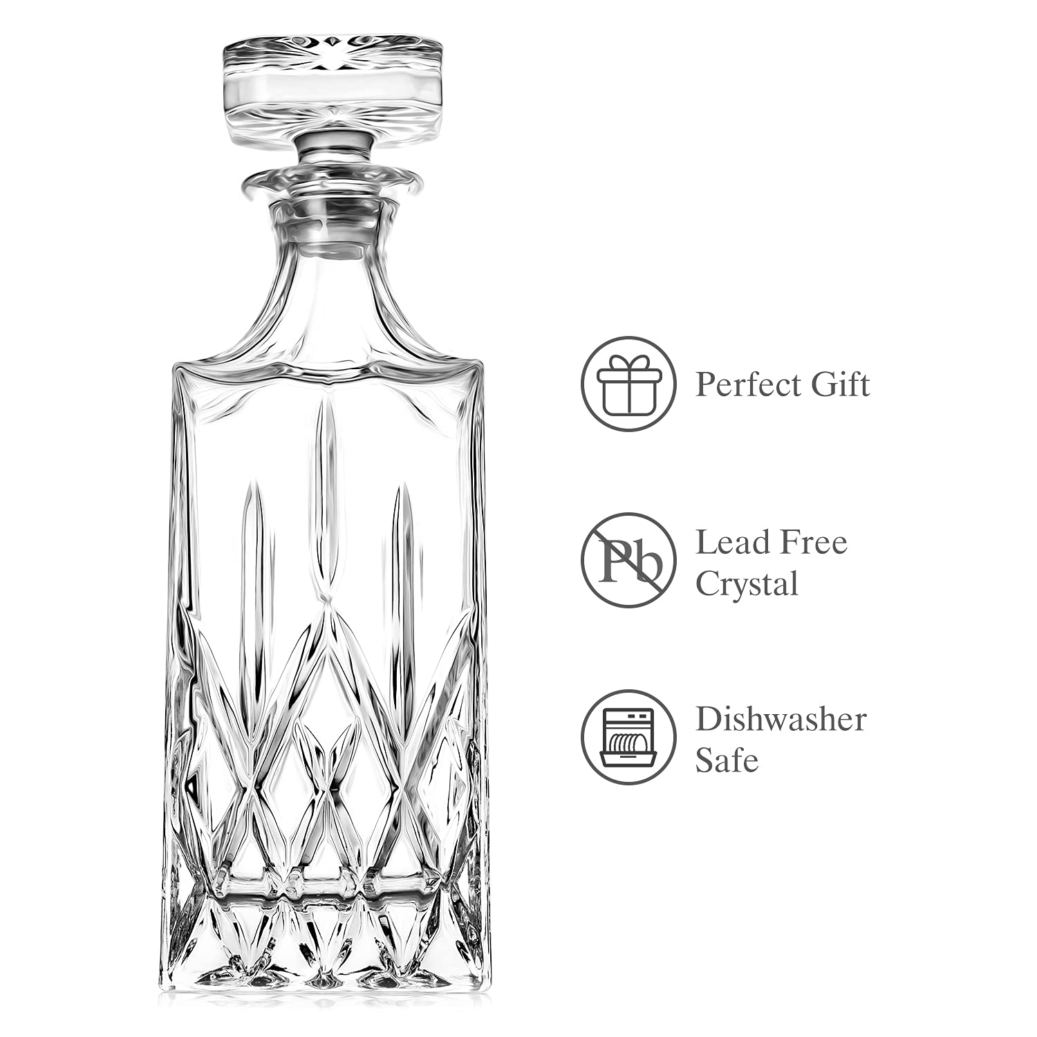 Comfome lead-free crystal decanter emphasizes safe, stylish storage for spirits.