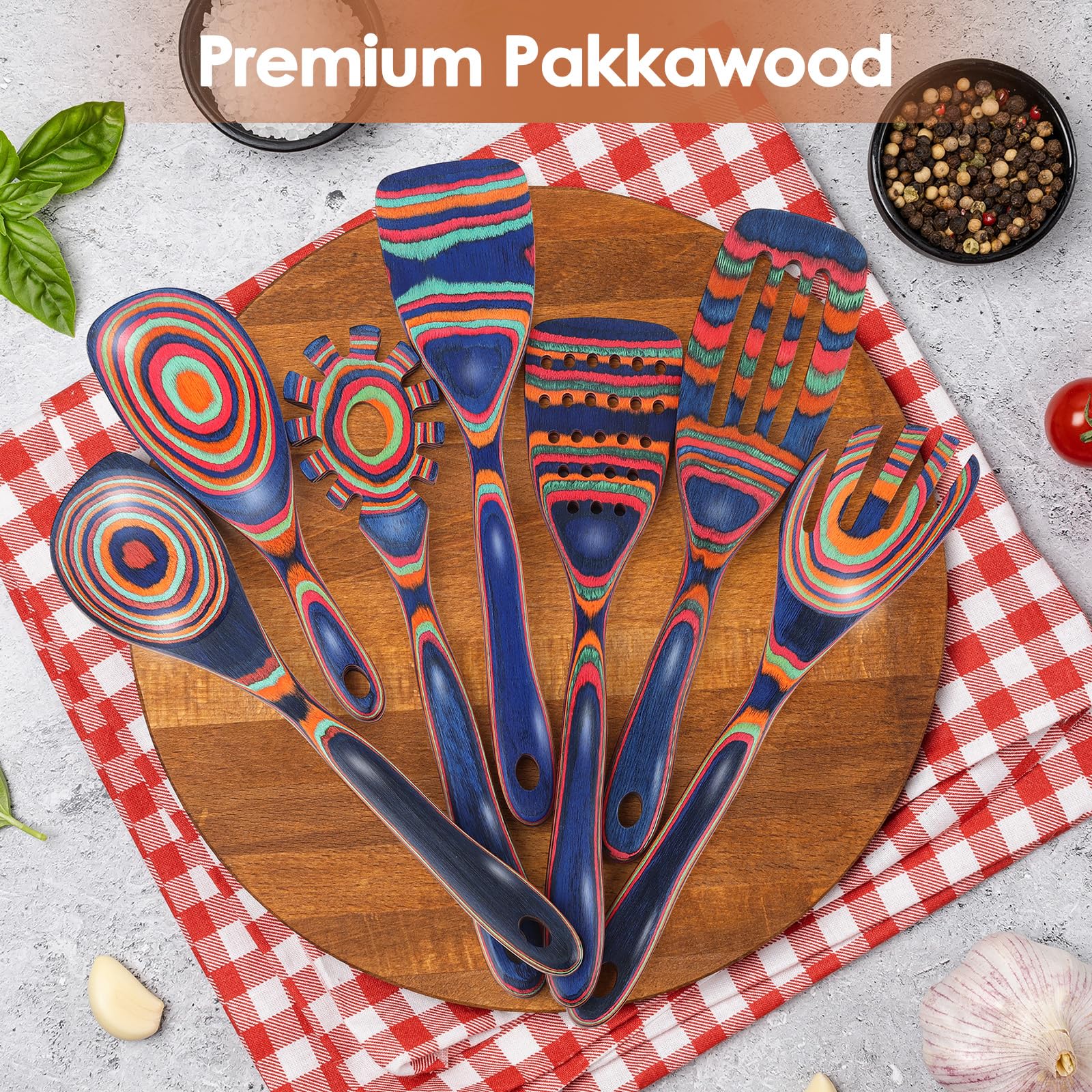 Comfoyar Pakkawood spatula and forks ready for stir-frying