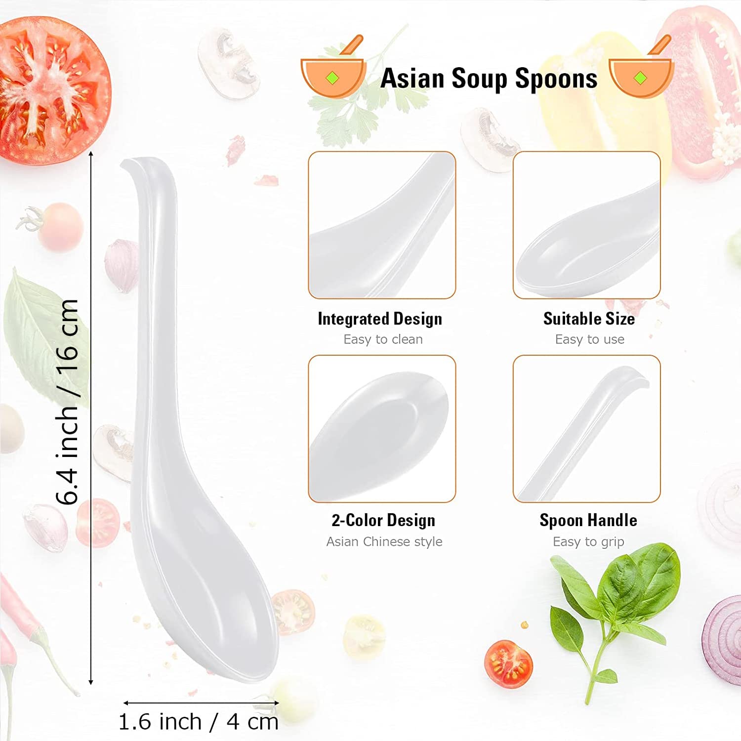 Comicfs large 6.4-inch ramen spoon in white for easy sipping.