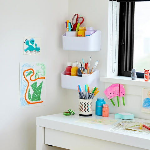 Installed in a laundry area for cleaning supplies