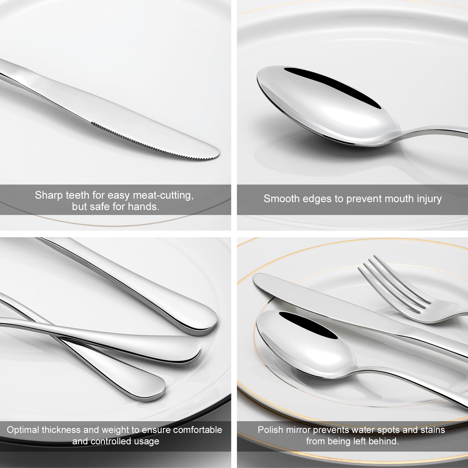 Compralo mirror-polished cutlery with smooth edges for comfortable handling.