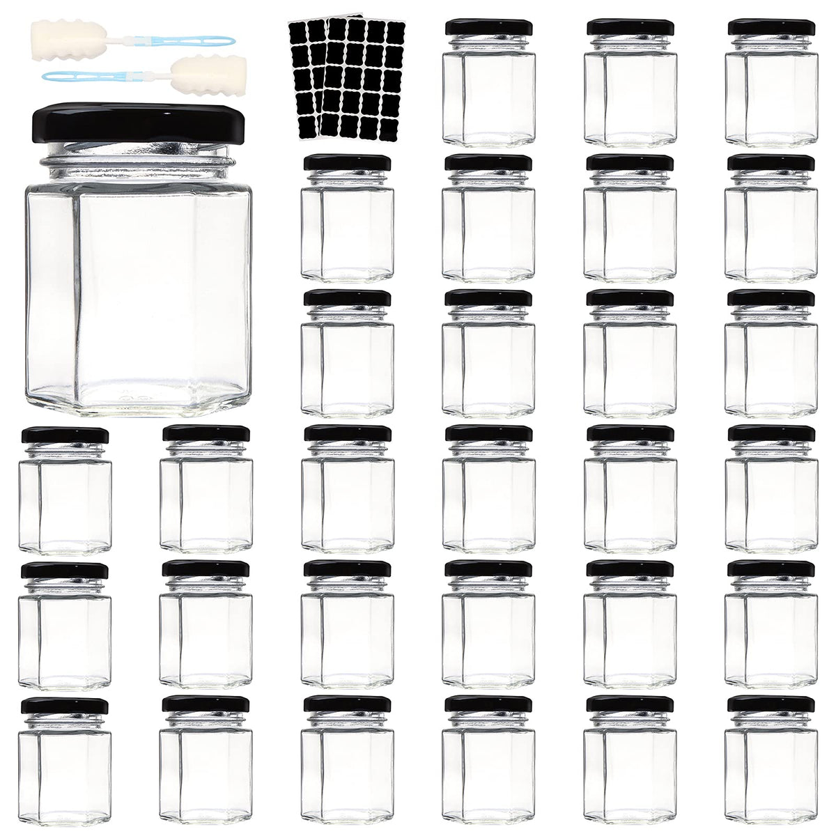 Comrzor 3 oz hexagon glass jar with clear view for jams and honey.