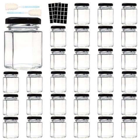 Comrzor 3 oz hexagon glass jar with clear view for jams and honey.